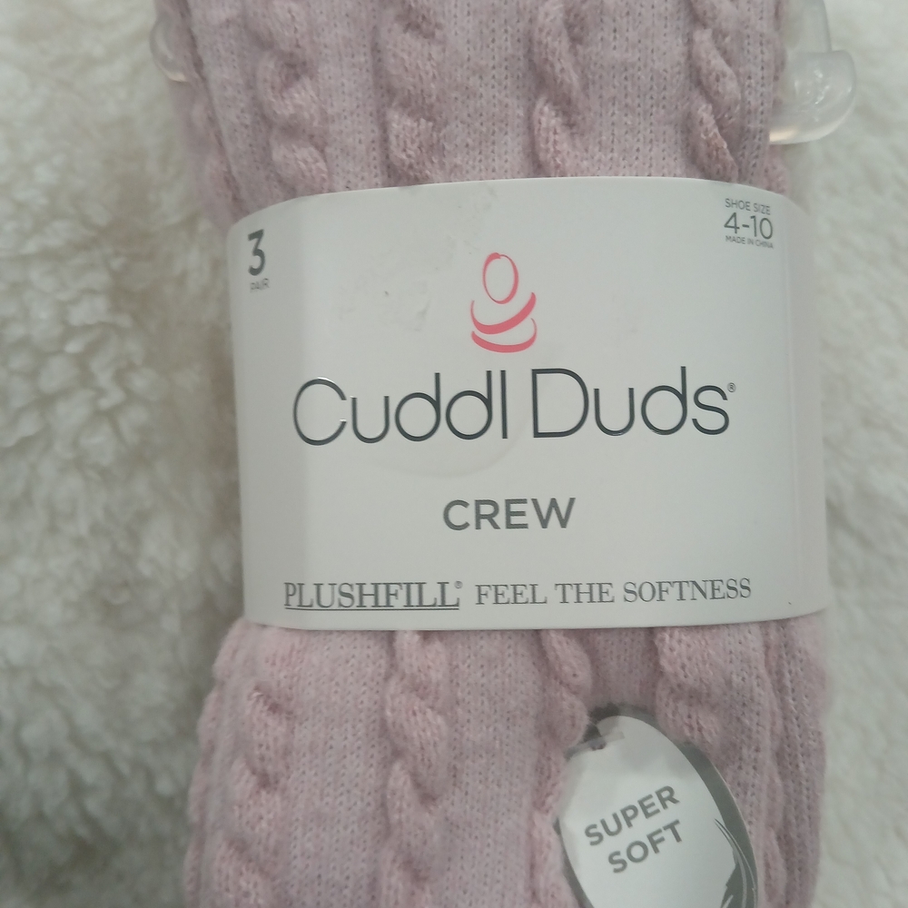Cuddl Duds Men's Crew Socks - Soft Pink